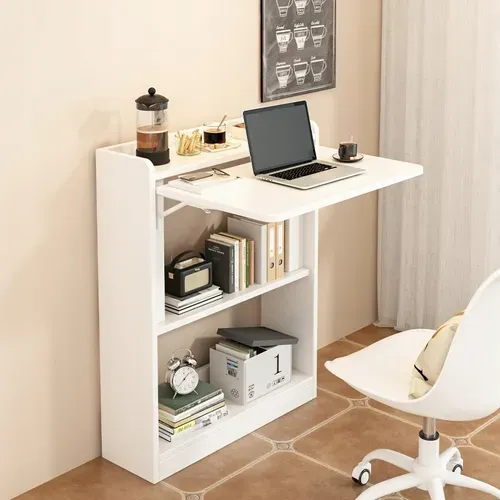 Bureau Mural Pliable Blanc Armoire Étagère Étagère Moderne Table Pour Ordinateur Portable