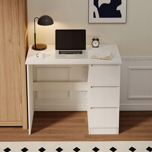 Bureau D'ordinateur Blanc Moderne Pour Adolescents Avec Tiroirs Loft
