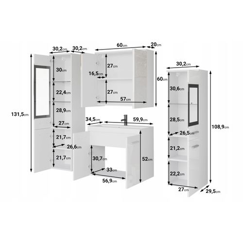 Salle De Bain Suspendue Lavabo 2 Colonnes + Miroir étagères Châtaignier Mat