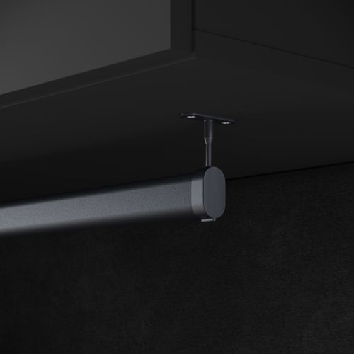 Armoire D’entrée Miroir + Assise + étagères, Noir Mat