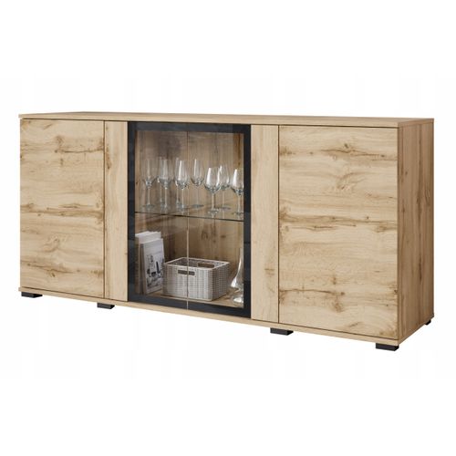 Buffet 150 Cm Vitrine Chêne Wotan Mat