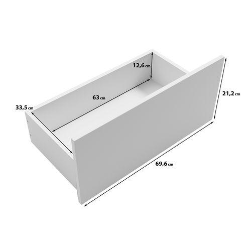 Buffet 150 Cm Vitrine + Tiroirs Chêne Wotan Mat / Blanc Brillant