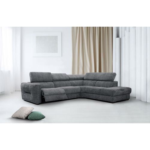 Canapé D'angle Droit Calvera Calvera 5 Places Avec Un Relax Électrique Tissu Gris Foncé