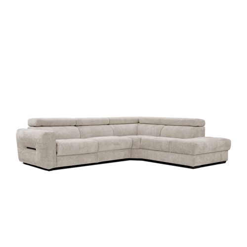 Canapé D'angle Droit Calvera 5 Places Avec Un Relax Électrique Tissu Beige