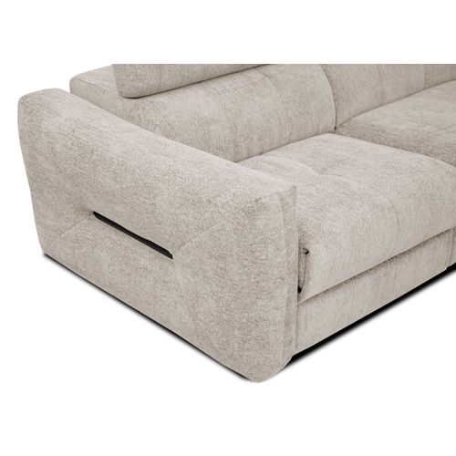 Canapé D'angle Droit Calvera 5 Places Avec Un Relax Électrique Tissu Beige