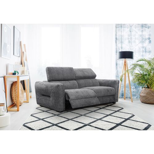 Canapé Droit Calvera 3 Places Avec Un Relax Électrique à Gauche Tissu Gris Foncé