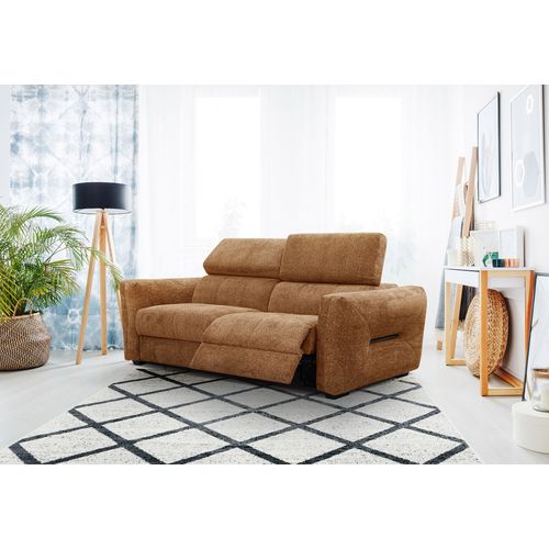 Canapé Droit Calvera 3 Places Avec 1 relax Électrique Cote Droit Tissu Brique