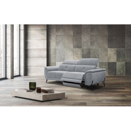 Canapé Droit 3 Places Avec Un Relax Électrique à Gauche Avena, Tissu Gris Clair