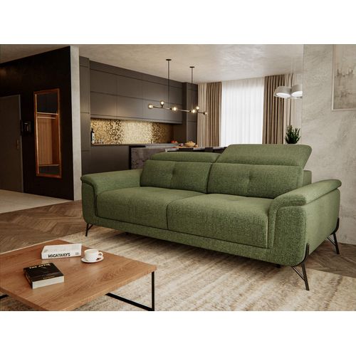 Canapé Droit 3 Places XXL Avena, Tissu Vert