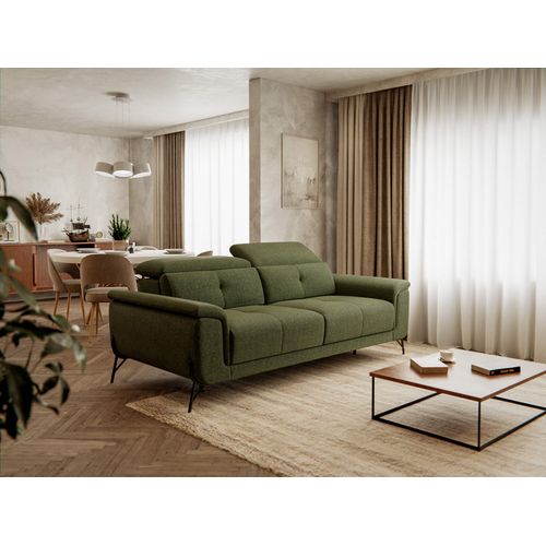 Canapé Droit 3 Places XXL Avena, Tissu Vert