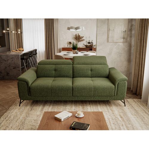 Canapé Droit 3 Places XXL Avena, Tissu Vert