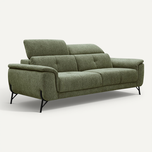 Canapé Droit 3 Places XXL Avena, Tissu Vert