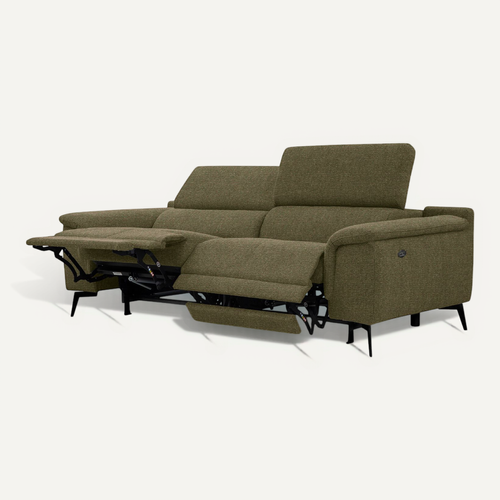 Canapé Droit Fiero 3 Places Avec 2 Relax  électriques Tissu Vert