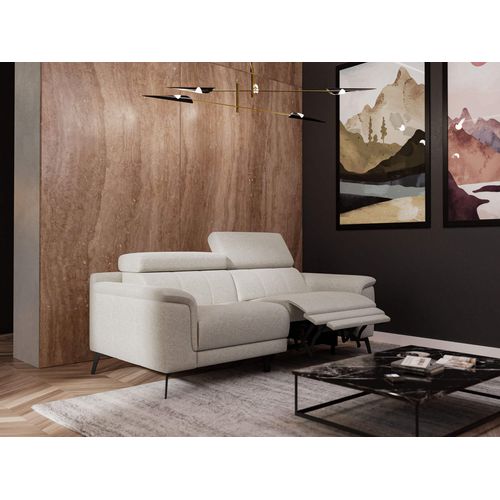 Canapé Droit Fiero 3 Places Avec Un Relax électrique Côté Droit Tissu Beige Clair