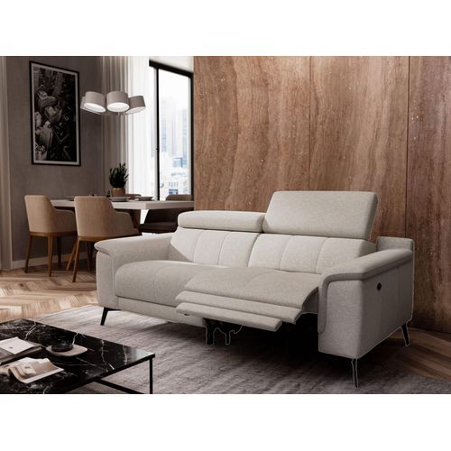 Canapé Droit Fiero 3 Places Avec Un Relax électrique Côté Droit Tissu Beige Clair
