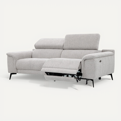 Canapé Droit Fiero 3 Places Avec Un Relax électrique Côté Droit Tissu Beige Clair