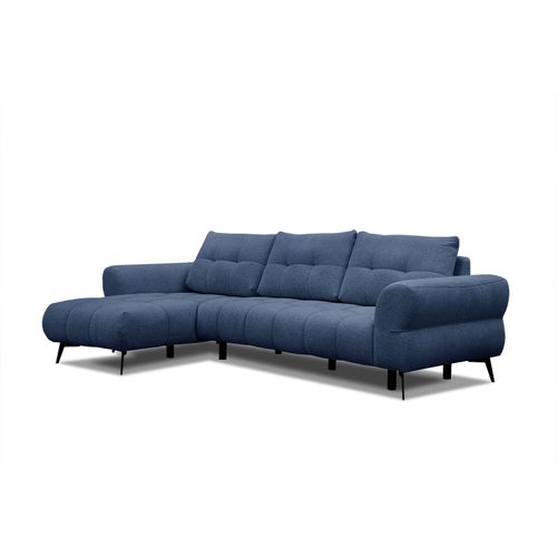 Canapé D'angle Gauche Salvini 4 Places Tissu Bleu Foncé