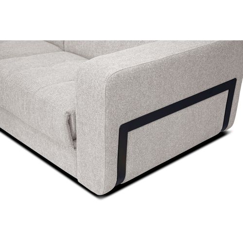 Canapé D'angle Gauche Bergo 5places Relax électrique Tissu Beige Clair Un Coussin Déco