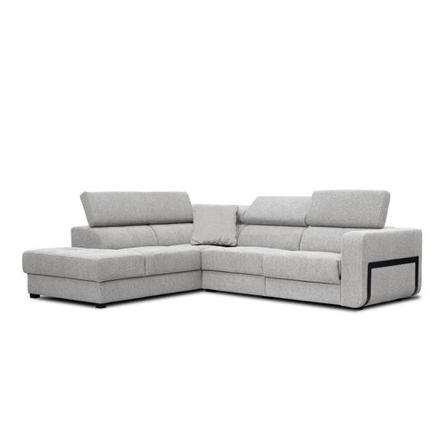 Canapé D'angle Gauche Bergo 5places Relax électrique Tissu Beige Clair Un Coussin Déco