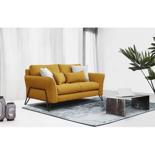 Canapé Droit 2 Places Tissu Jaune Lorem