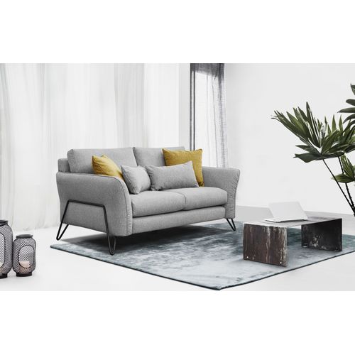 Canapé Droit 2 Places Tissu Gris Lorem