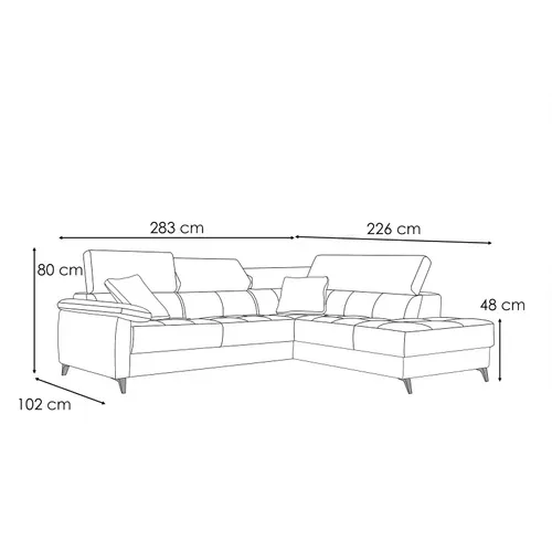 Le Canapé D'angle Droit 5 Places Noir Avec Une Relaxation - Taunus
