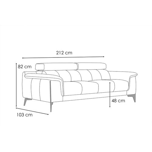 Canapé Droit 3 Places Avec 2 Relax Électriques Tissu Marron - Matera