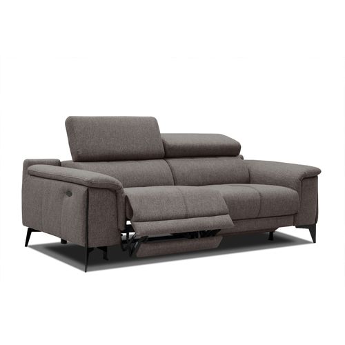 Canapé Droit 3 Places Avec 2 Relax Électriques Tissu Marron - Matera