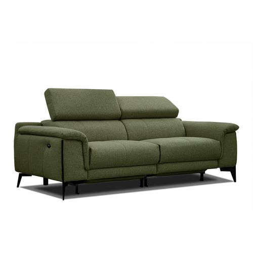 Canapé Droit 3 Places Avec 2 Relax électriques Tissu Vert - Matera