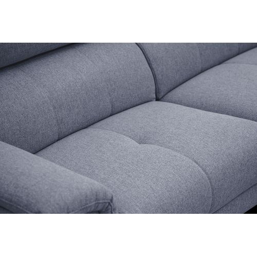 Canapé Droit 3 Places Avec 2 Relax électriques Tissu Bleu Jeans - Matera