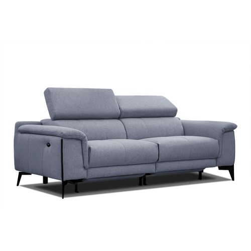 Canapé Droit 3 Places Avec 2 Relax électriques Tissu Bleu Jeans - Matera