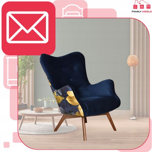 Fauteuil Scandinave à Oreilles Luna Print Duo Pour Le Salon, Bleu