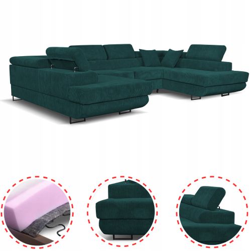 Canapé D'angle Convertible - Family - Savio - Vert - Convertible