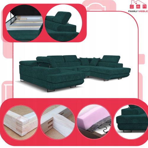 Canapé D'angle Convertible - Family - Savio - Vert - Convertible
