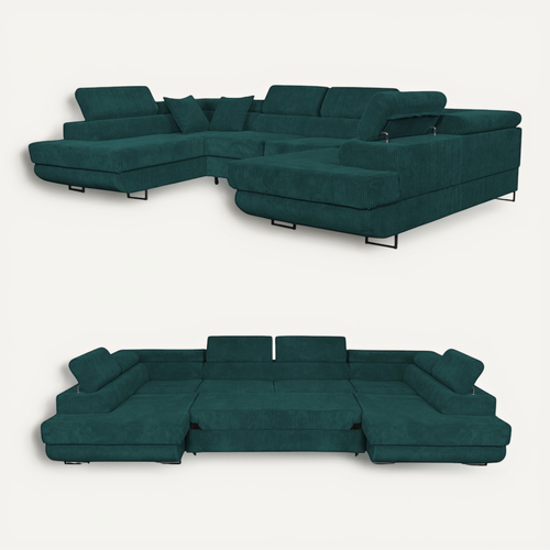 Canapé D'angle Convertible - Family - Savio - Vert - Convertible
