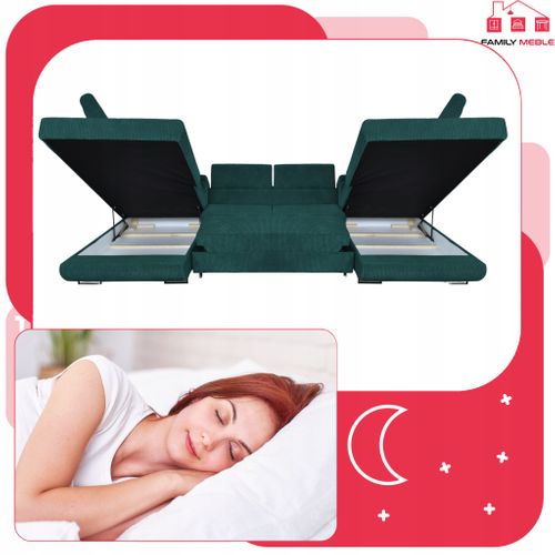 Canapé D'angle Convertible - Family - Savio - Vert - Convertible