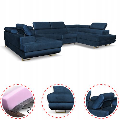 Canapé D'angle Convertible - Family - Bosso - Bleu/bleu Marine - Convertible - Réf 8322
