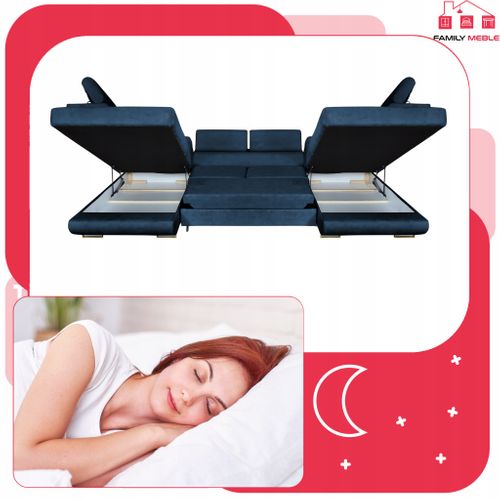 Canapé D'angle Convertible - Family - Bosso - Bleu/bleu Marine - Convertible - Réf 8322