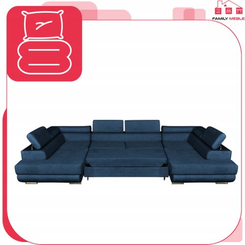 Canapé D'angle Convertible - Family - Bosso - Bleu/bleu Marine - Convertible - Réf 8322