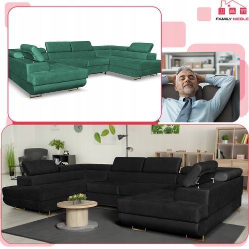 Canapé D'angle Convertible - Family - Bosso - Vert/blanc - Convertible