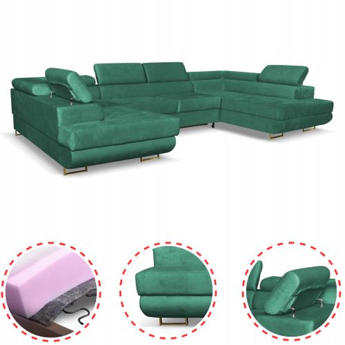 Canapé D'angle Convertible - Family - Bosso - Vert/blanc - Convertible