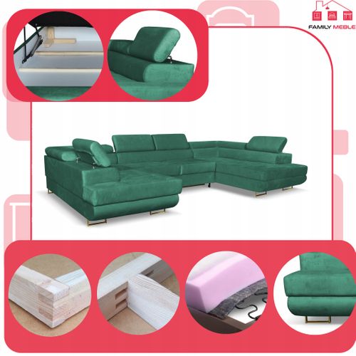 Canapé D'angle Convertible - Family - Bosso - Vert/blanc - Convertible