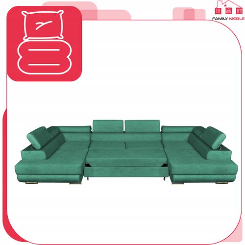 Canapé D'angle Convertible - Family - Bosso - Vert/blanc - Convertible