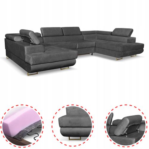 Canapé D'angle Convertible - Family - Bosso - Gris/noir - Convertible