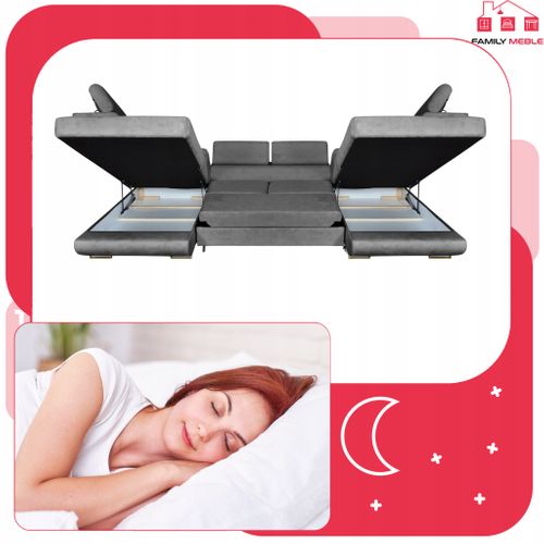 Canapé D'angle Convertible - Family - Bosso - Gris/noir - Convertible