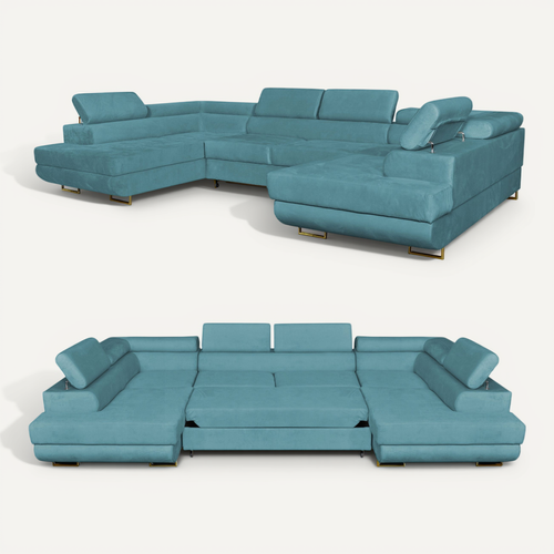 Canapé D'angle Convertible - Family - Bosso - Bleu - Convertible