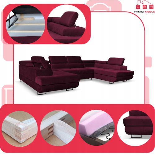 Canapé D'angle Convertible - Family - Bosso - Rouge/blanc - Convertible