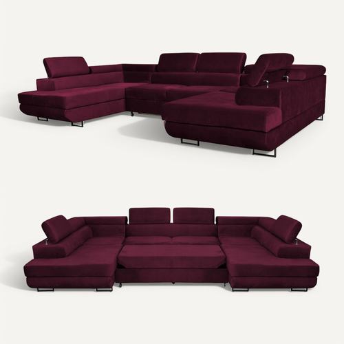 Canapé D'angle Convertible - Family - Bosso - Rouge/blanc - Convertible