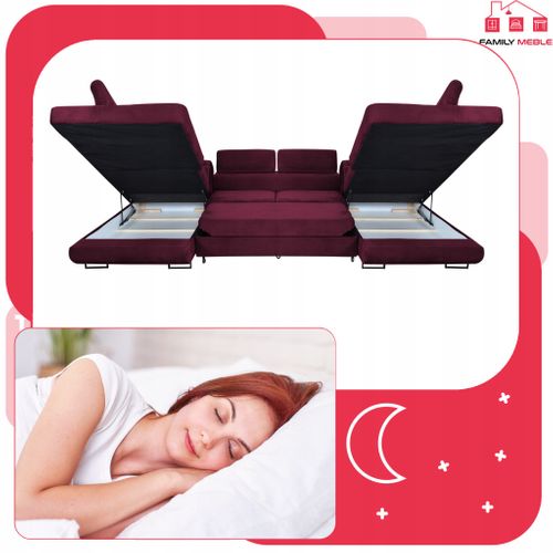 Canapé D'angle Convertible - Family - Bosso - Rouge/blanc - Convertible