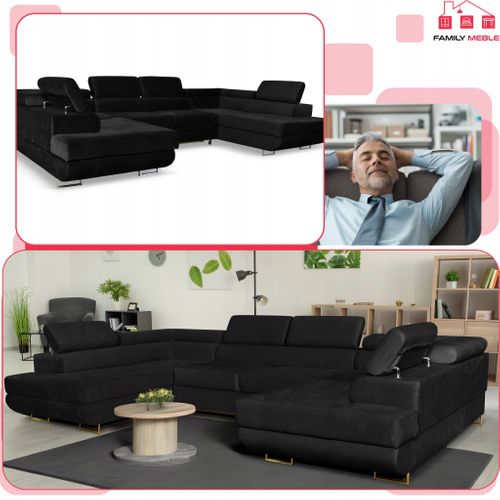 Canapé D'angle Convertible - Family - Bosso - Noir/blanc - Convertible - New Velo 107